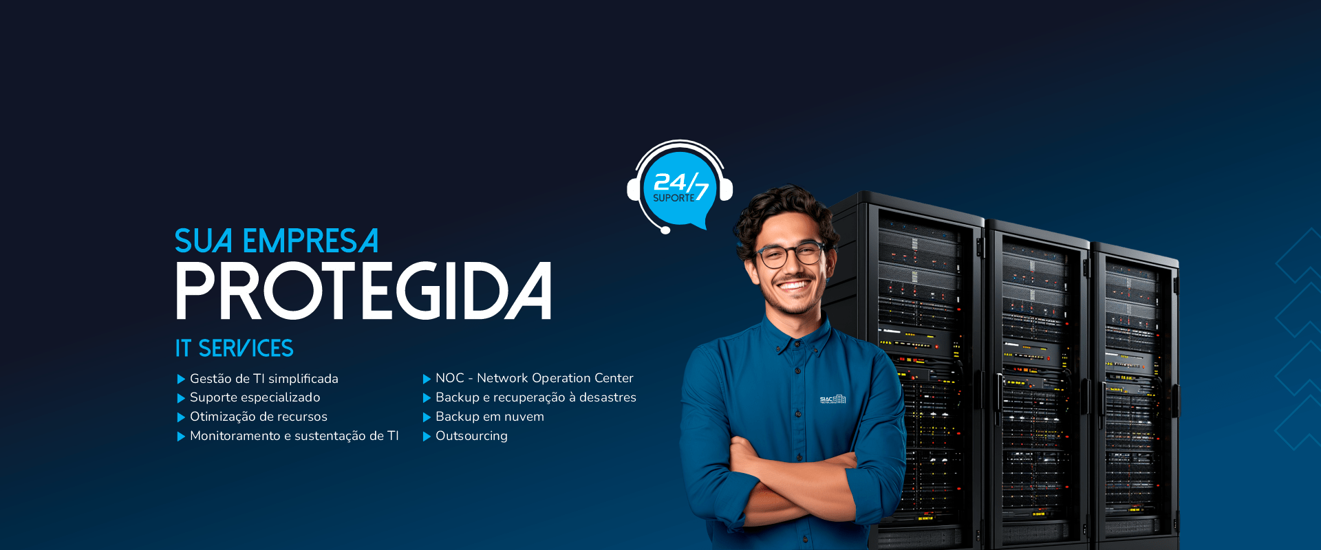 SIAC IT Services – gestão e operação de infraestrutura de TI com monitoramento 24x7 e suporte especializado para ambientes críticos